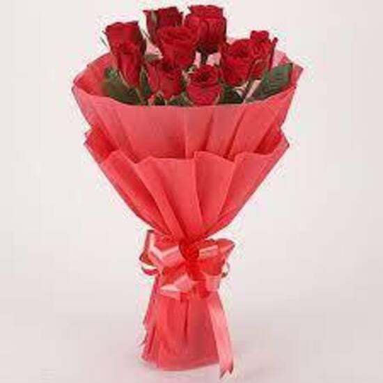 Vivid 10 Red Roses Bouquet