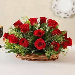 15 Red Roses Basket Arrangement